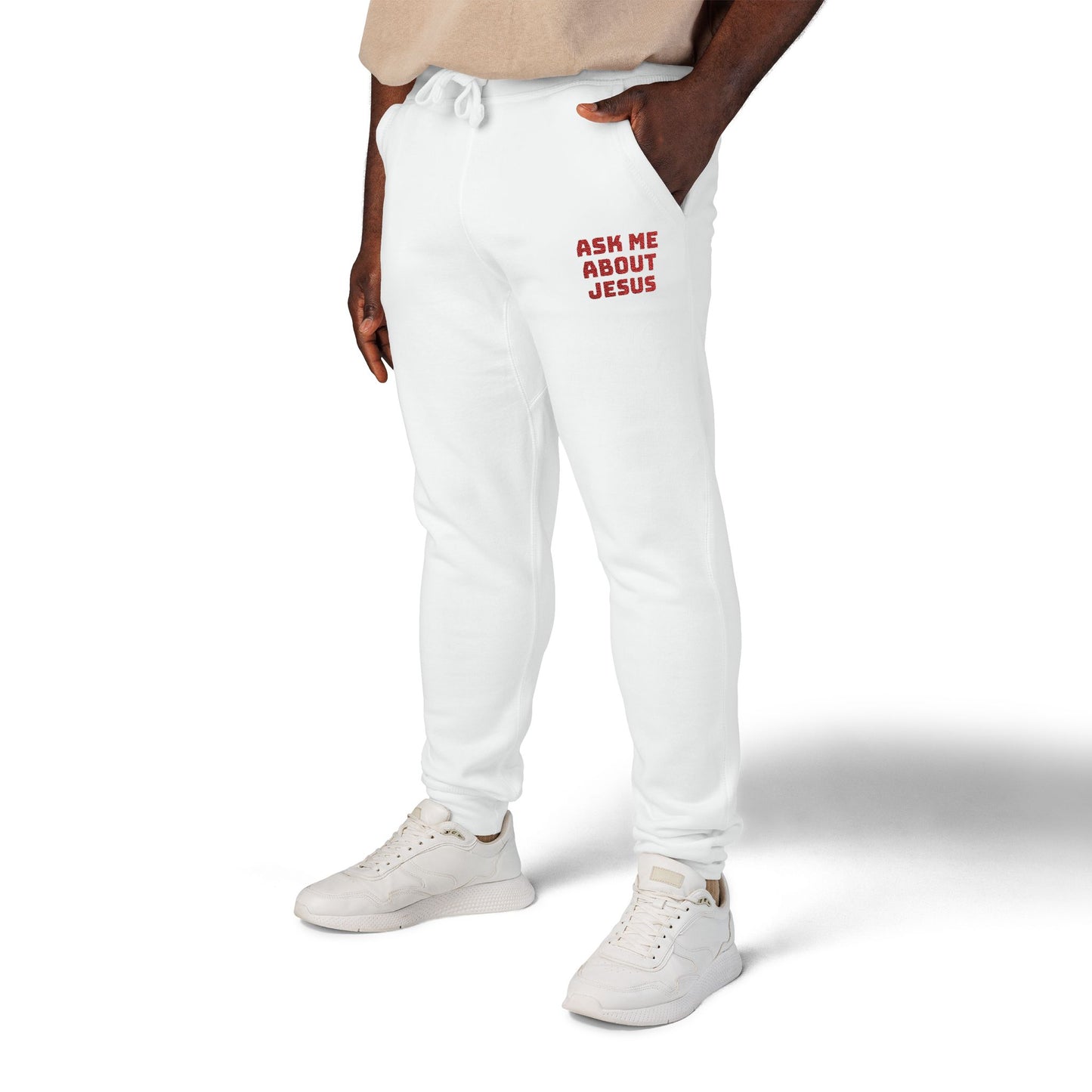 Ask Me About Jesus- Unisex Fleece Sweatpants (Embroidery)