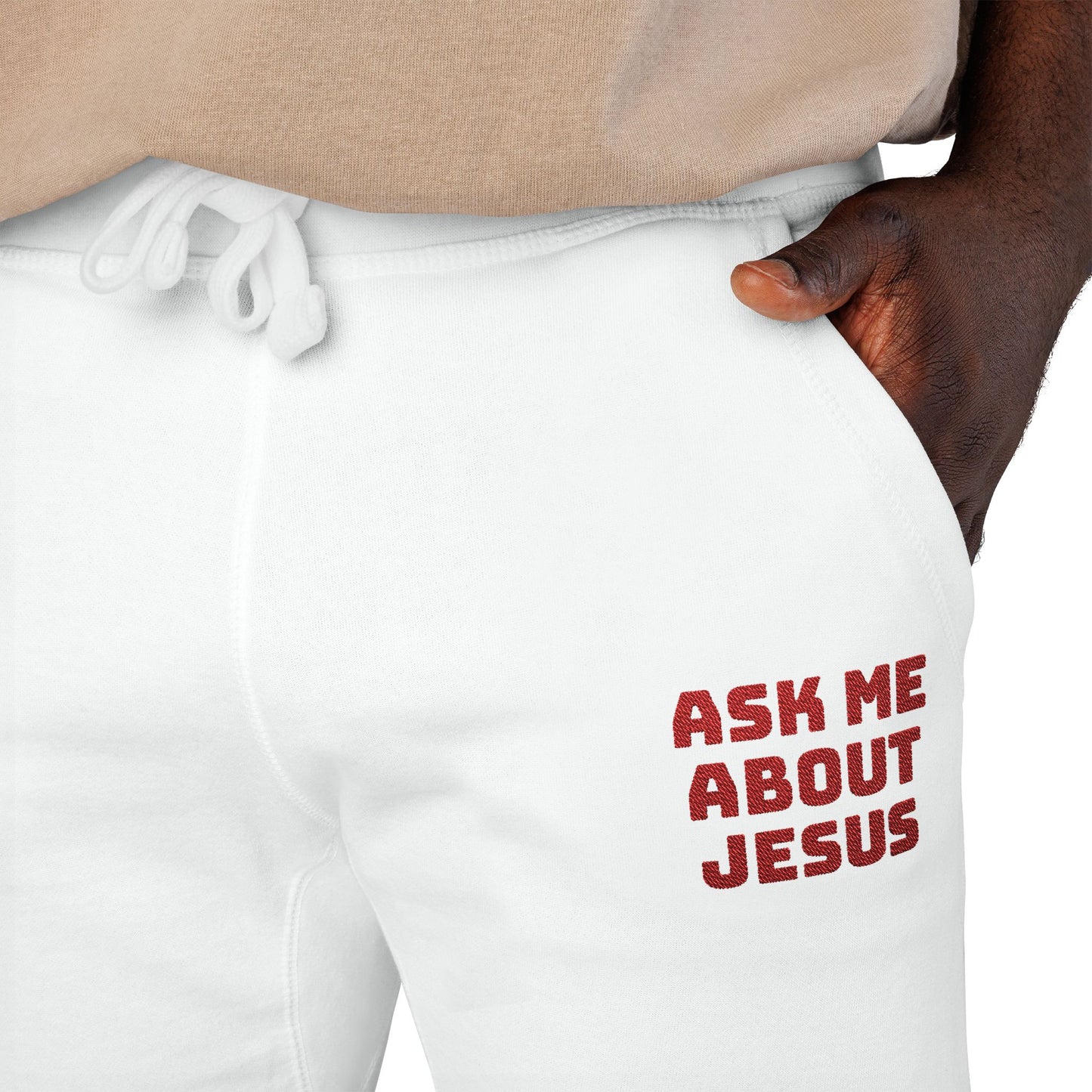 Ask Me About Jesus- Unisex Fleece Sweatpants (Embroidery)
